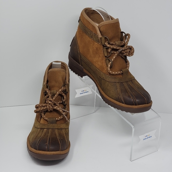 UGG Greda Waterproof Duck Boot Brown Leather Suede 1112650 Women Sz 5 Pre-owned - Picture 3 of 11